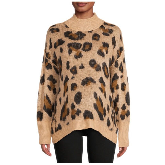 Maternity Pullover Sweater Tan and Brown Animal Cheetah Print by TIME & Tru - Picture 3 of 8